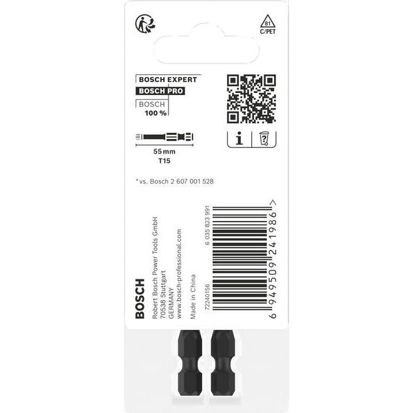 Bosch - Bit PRO Impact Bit, T15 2608522529VE(2) 55 mm, 2-tlg