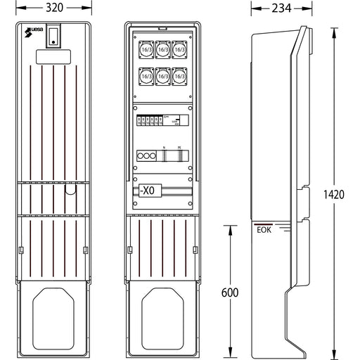 uesa - Gehäuse/Schaltschrank (leer) Marktplatzverteiler MV-A010-01 1420x320x234mm