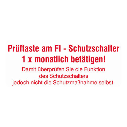Cimco Werkzeuge - Kennzeichnungsmaterial FI-Prüftasten Hinweisaufk. 182718 Gr. 280x220x1