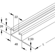Niedax - Stiel/Profilschiene Ankerschiene 2991/2 GO − 2 Meter
