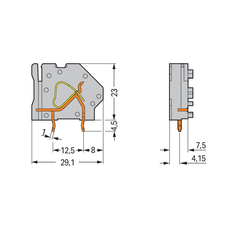 WAGO - Leiterplattenklemme Anreihbare Leiterplattenk. 745-833 6mm² − 50 Stück