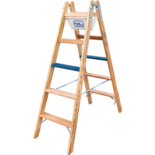 ILLER-LEITER - Stufenleiter Holz Stufen Stehleiter 2105-7 ERGO Plus 2x5 Stufen