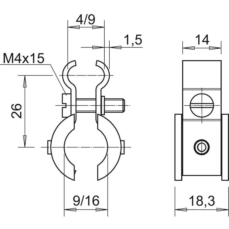 OBO Bettermann - Spanndrahtschelle 4021 K 9-16 A4 9-16mm − 100 Stück