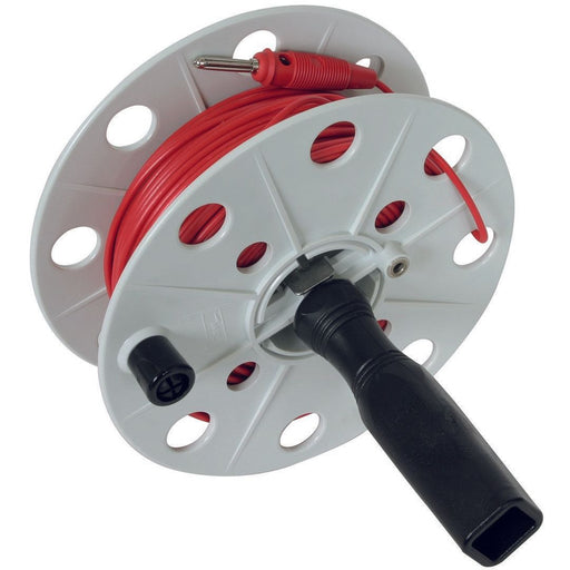 DEHN - Zubehör/Ersatzteile für Erdung und Blitzschutz Drahthaspel K-grau B40mm DHK40BSML075L50MRT m.50m Litze rot