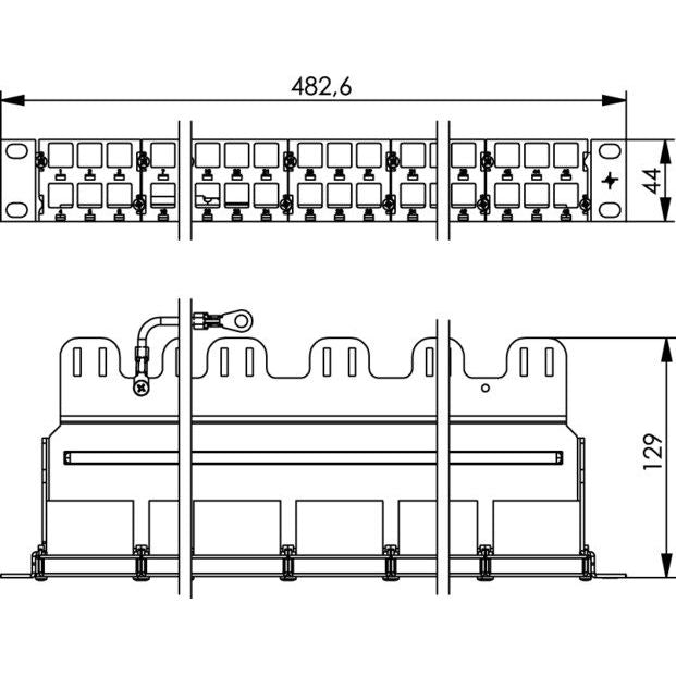 Telegärtner - Patchpanel Kupfer AMJ-Modulträg. 1HE 482,6mm 100021503 (19Z)48P leer