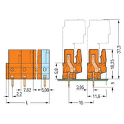 WAGO - Leiterplattensteckverbinder Federleiste 232-769 9pol. 7,63mm ger. − 25 Stück