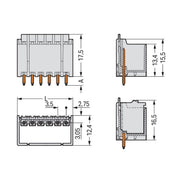 WAGO - Leiterplattensteckverbinder THT-Stiftleiste Lötstift 2091-1402 1,0mm,gerade,lgr − 200 Stück