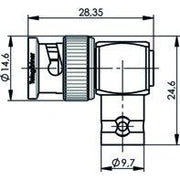 Telegärtner - Koax-Kupplung BNC Winkelverb.stück(M-F) 100023588 UG-306/U, 50 Ohm − 5 Stück