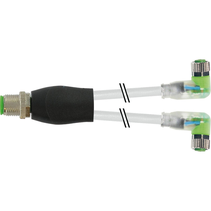 Murrelektronik - Passiver Sensor-/Aktor-Verteiler (ohne Leitung) M12-Y-Verteiler 7000-40861-2300100 Winkelbuchse M8,LED − 1 Stück