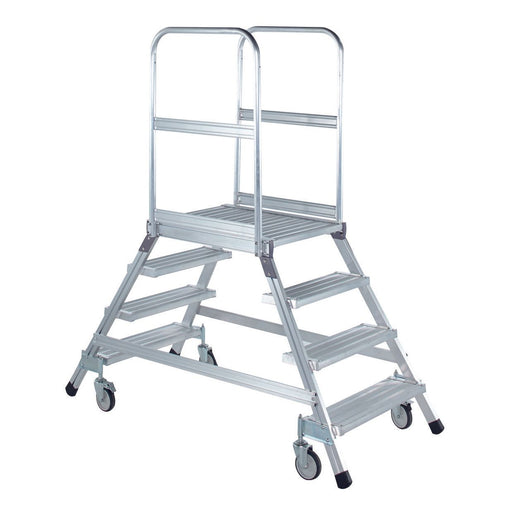 ILLER-LEITER - Stufenleiter Podestleiter fahrbar 46393 beidseit.2x3 Alu-St