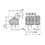 WAGO - Leiterplattenklemme 256-409 Drücker,2,5 mm²,grau − 25 Stück