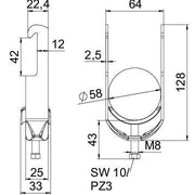 OBO Bettermann - Bügelschelle BS-W1-M-58 A2 52-58mm − 50 Stück