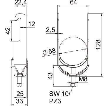 OBO Bettermann - Bügelschelle BS-W1-M-58 A2 52-58mm − 50 Stück
