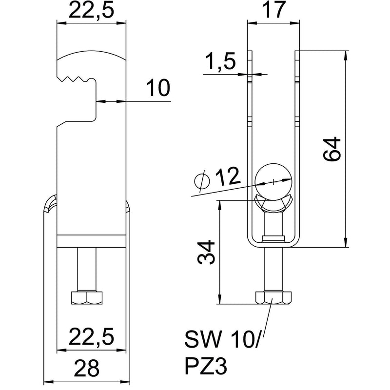 OBO Bettermann - Bügelschelle BS-F2-M-12 FT 2-fach − 50 Stück