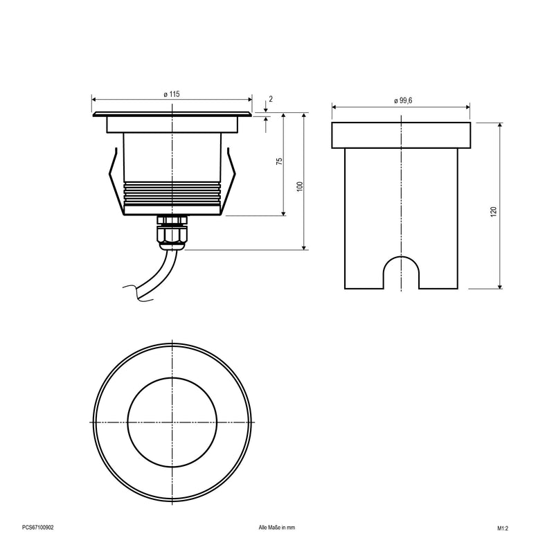 EVN Lichttechnik - Bodeneinbauleuchte LED-Bodeneinbauleuchte PCS67100902 IP67