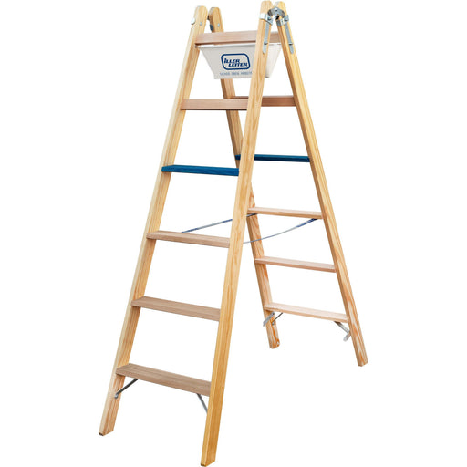ILLER-LEITER - Stufenleiter Holz Stufen Stehleiter 2110-7 ERGO Plus 2x10Stufen