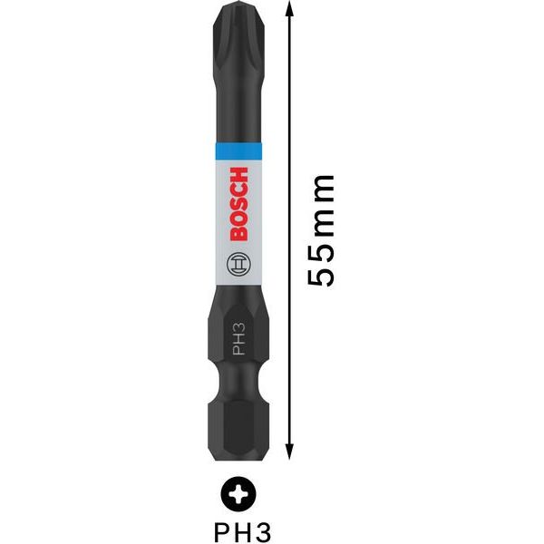 Bosch - Bit PRO Phillips Impact Bit, 2608522521VE(2) PH3, 55 mm, 2-tlg