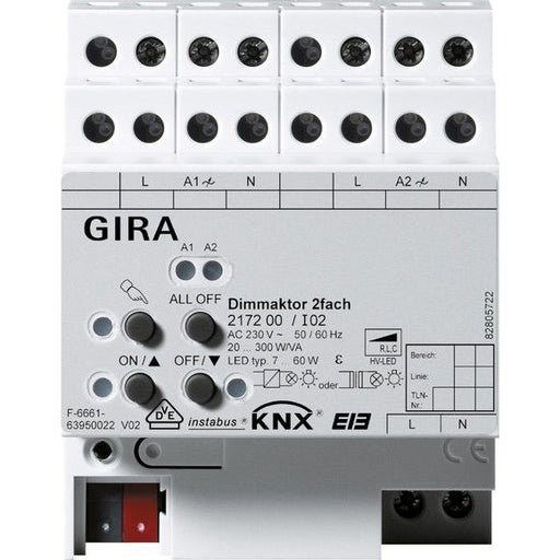 Gira - Bussystem-Dimmaktor Universal-Dimmaktor 2f. 217200 2x300W KNX/EIB REG