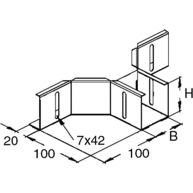 Niedax - Anbau-Abzweigstück für Kabelrinne Anbau T-Stück für KR RTAKX 50.100 S 50x102mm