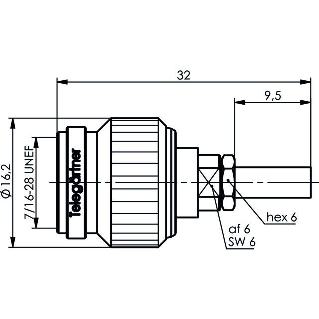Telegärtner - Koax-Steckverbinder TNC-Kabelstecker 50Ohm 100023707 cr/cr, G8 (RD-316)