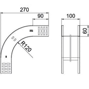 OBO Bettermann - Bogen für Kabelrinne Vertikalbogen 90Grad RBV 610 F FS 60x100mm − 1 Stück