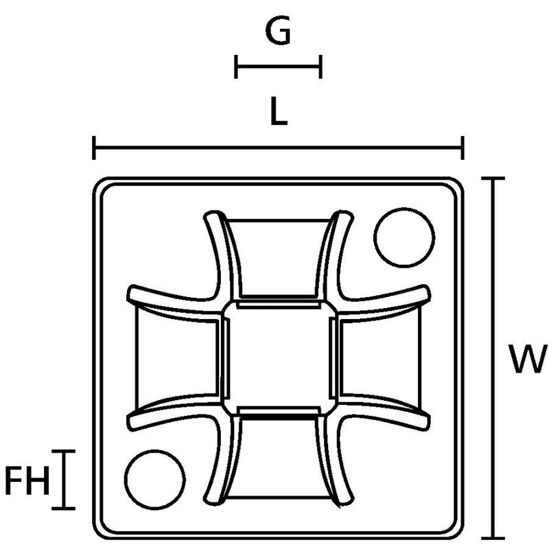 HellermannTyton - Befestigungssockel und -element für Kabelbinder Montagesockel QM20-PA66-BK-C1 20x20mm schwarz − 100 Stück