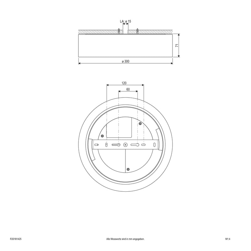 EVN Lichttechnik - Decken-/Wandleuchte LED-Anbauleuchte R30181425