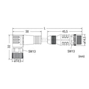 WAGO - Konfektioniertes Sensor-Aktor-Kabel Sensor-Aktorleitung axial 756-6403/050-010 M12A-Buchse/Stecker