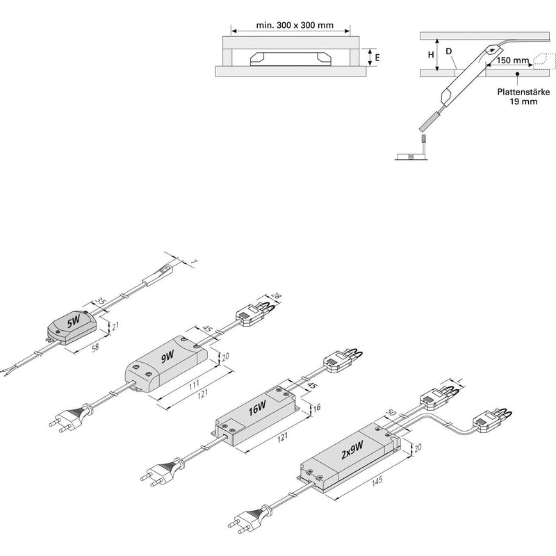 Hera - LED-Betriebsgerät LED-Trafo 350mA 2x9W 61500300924