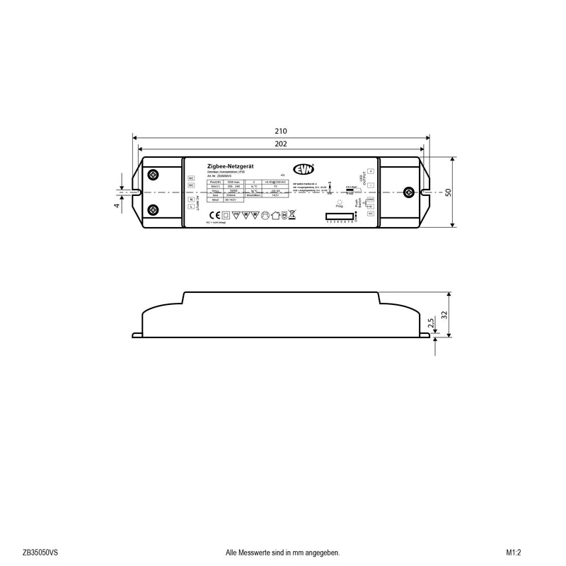 EVN Lichttechnik - Steuergerät für Leuchten Zigbee-Dimmer-Empfänger ZB35050VS inkl. Netzgerät