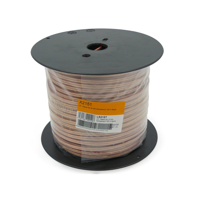 Televes - Lautsprecherleitung LS-Kabel 2x1,5 mm LS215T 100m Spule,transp. − 100 Meter