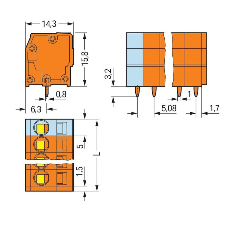 WAGO - Leiterplattenklemme 739-156 2,5mm² − 35 Stück