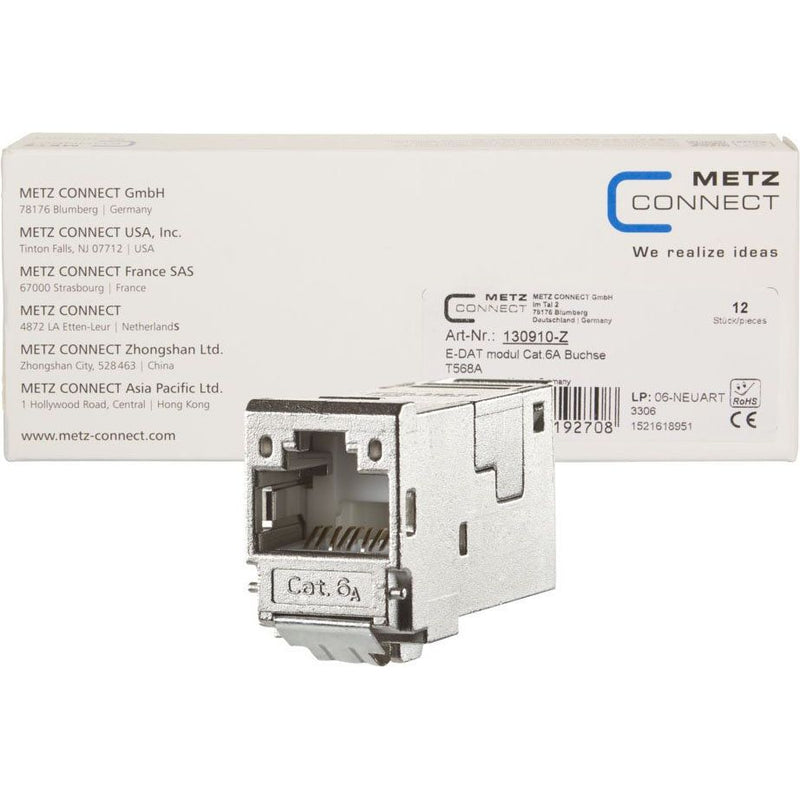 Metz Connect - Modularer Steckverbinder E-DATmodul RJ45 8(8) TN TN E-DAT Modul 12 Cat.6A, TIA-A, gesch − 12 Stück