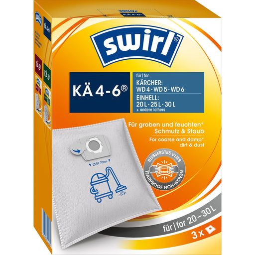Swirl - Zubehör/Ersatzteile für Bodenpflege Staubbeutel Nass/Trocken KÄ 4-6 (VE3) für Kärcher/Einhell