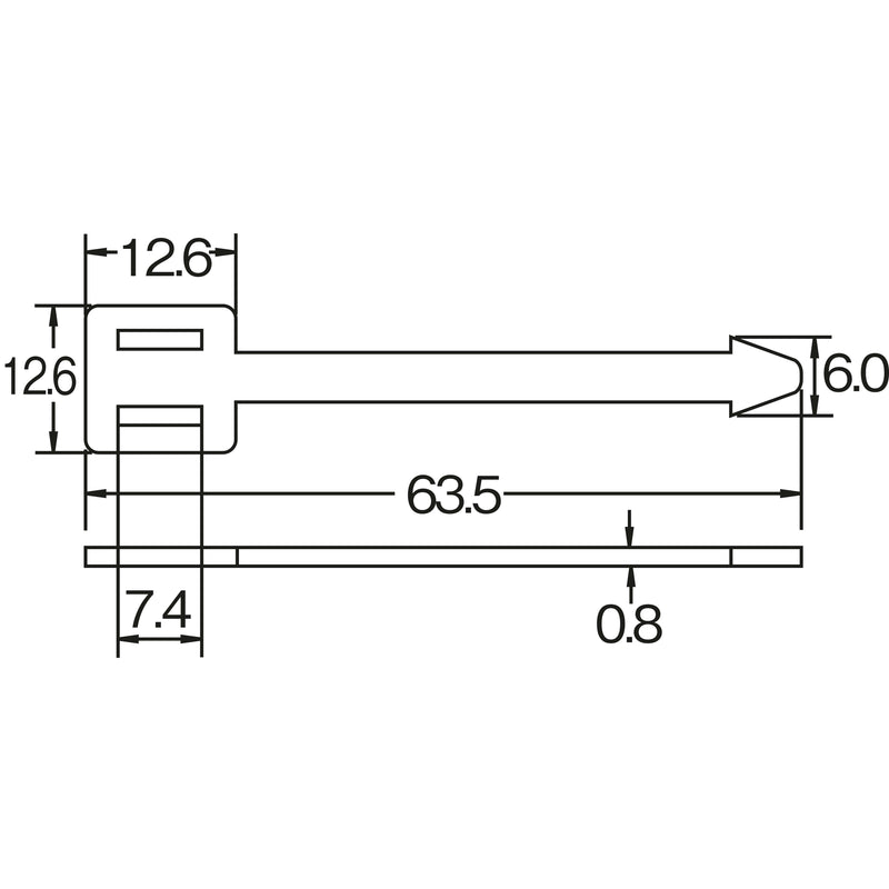 HellermannTyton - Kabelmarkierungssystem Kennzeichnungspfeil AT1 PA66 BK 100 62,5x4,7mm schwarz − 100 Stück