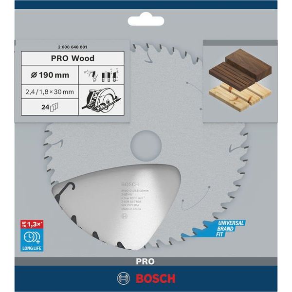 Bosch - Kreissägeblatt PRO Wood Kreissägeblatt, 2608640801 190 x 2,4 x 30 mm