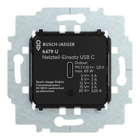 Busch-Jaeger - USB-Spannungsversorgung USB-Netzteil-Einsatz 6479 U USB C schwarz