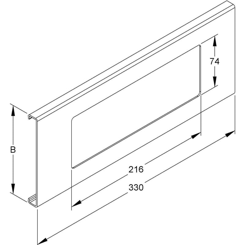 HKL - Geräteblende für Geräteeinbaukanal Deckelabschnitt cws 3f. HKLD03/230.6 gelocht