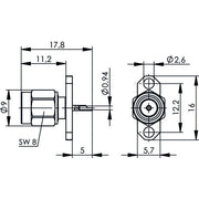 Telegärtner - Koax-Steckverbinder SMA-Flanschstecker 2-Loch 100024627 AU − 5 Stück