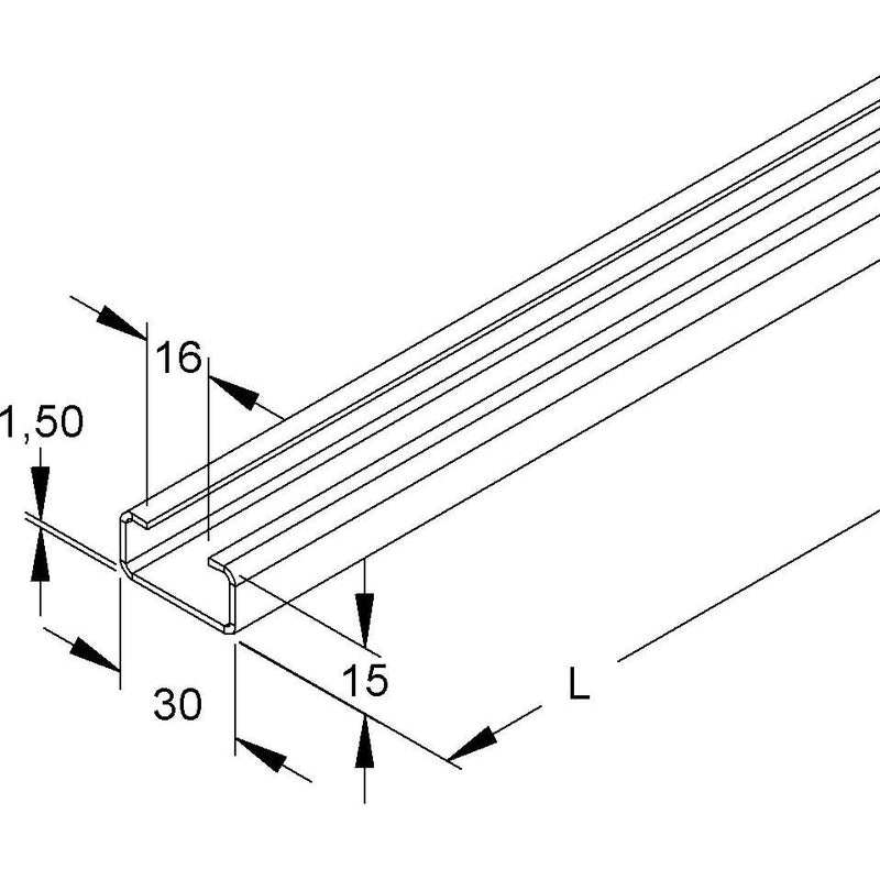 Niedax - Stiel/Profilschiene Ankerschiene 2970/6 BO − 6 Meter
