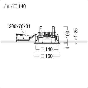 Zumtobel Group - Downlight/Strahler/Flutlicht LED - Deckeneinbauleuchte PANOS EVO #60816095 Q140L 840 LDO AL WH