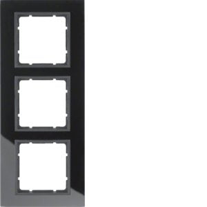 Berker - Abdeckrahmen Glasrahmen 10136616 schwarz 3fach