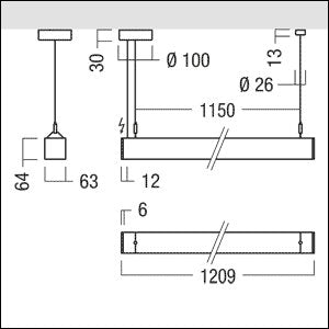 Zumtobel Group - Pendelleuchte LED - Pendelleuchte LINCOR DI  #42950881 830, silber