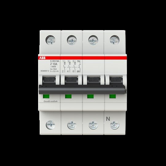 ABB Stotz S&J - Leitungsschutzschalter Sicherungsautomat S203-Z10NA 6 kA, 10 A, 3P+NA