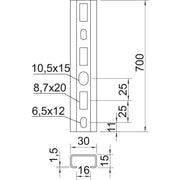OBO Bettermann - Stiel/Profilschiene Profilschiene CM3015P0700FT gelocht − 10 Stück
