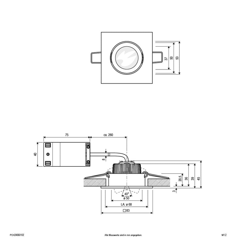EVN Lichttechnik - Downlight/Strahler/Flutlicht LED-Deckeneinbauleuchte PCH24060102 ws 3000K 230V IP20