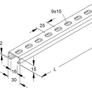 Niedax - Stiel/Profilschiene Ankerschiene 2971/2 FL − 2 Meter