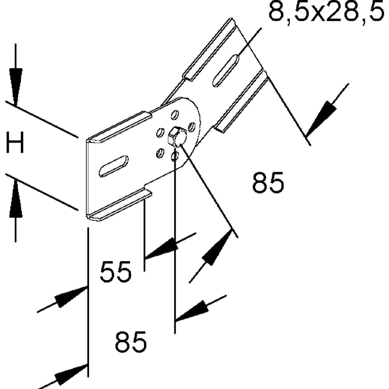 Rico - Verbinder für Kabeltragsystem Gelenkverbinder 151E11-C 60mm Holm