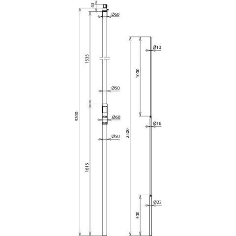 DEHN - Zubehör/Ersatzteile für Erdung und Blitzschutz Stützrohr SR D50 3200 #105331 FS22 2500 IPHVIGFKAL