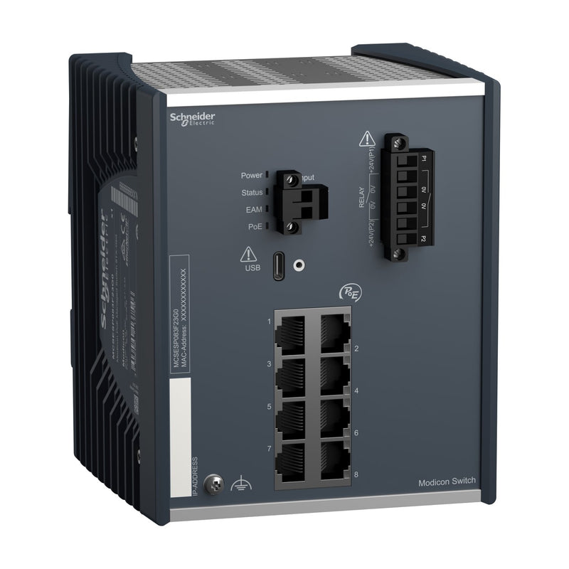 Schneider Electric - Netzwerk Switch Modicon PoE Managed Switch MCSESP083F23G0 8 Gigabit Ports